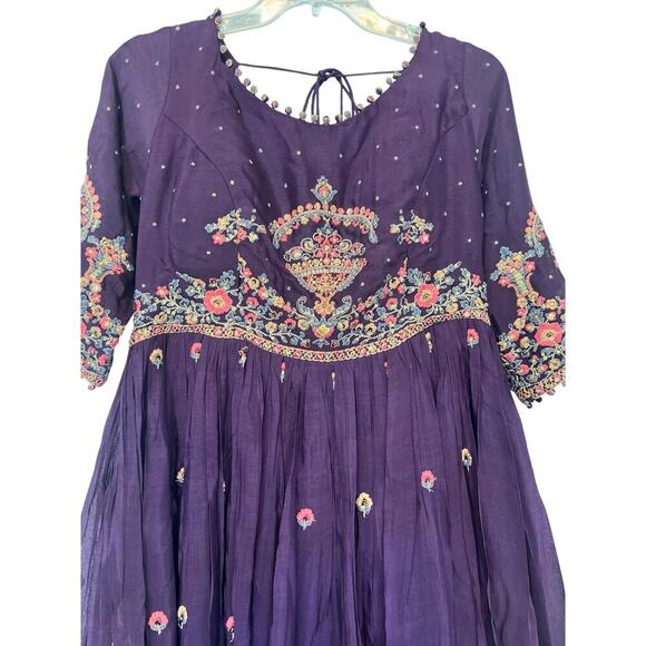 NWT Virmoya Wine Anarkali Suit with Beaded Sash size XL - Picture 4 of 14